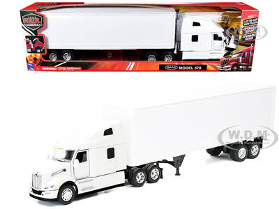 Peterbilt 579 Truck White with Dry Goods Trailer White Long Haul Truckers Series 1/32 Diecast Model by New Ray