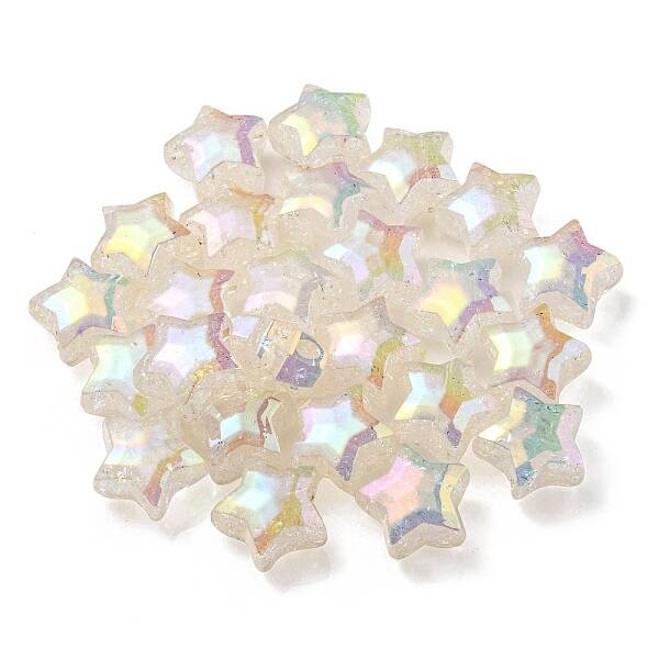 UV Plating Rainbow Iridescent Transparent Crackle Acrylic Beads