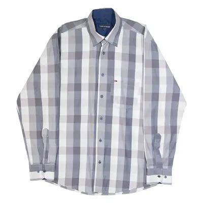 TOMMY HILFIGER Mens Shirt Grey Check Long Sleeve L