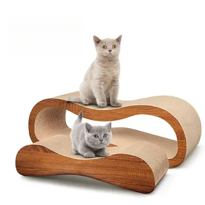 2 in 1 Cat Scratcher Cardboard Lounge Bed, Heavy Duty Cardboard Cat Scratcher Box and Cat Bed, Prevents Furniture Damage Dura...