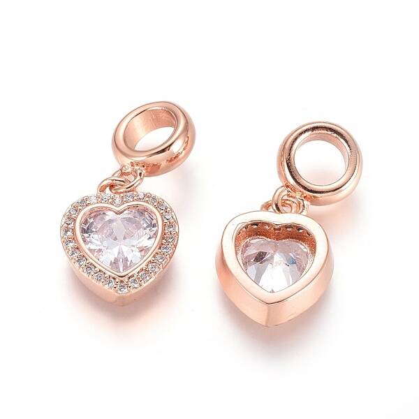 Brass Micro Pave Cubic Zirconia European Dangle Charms