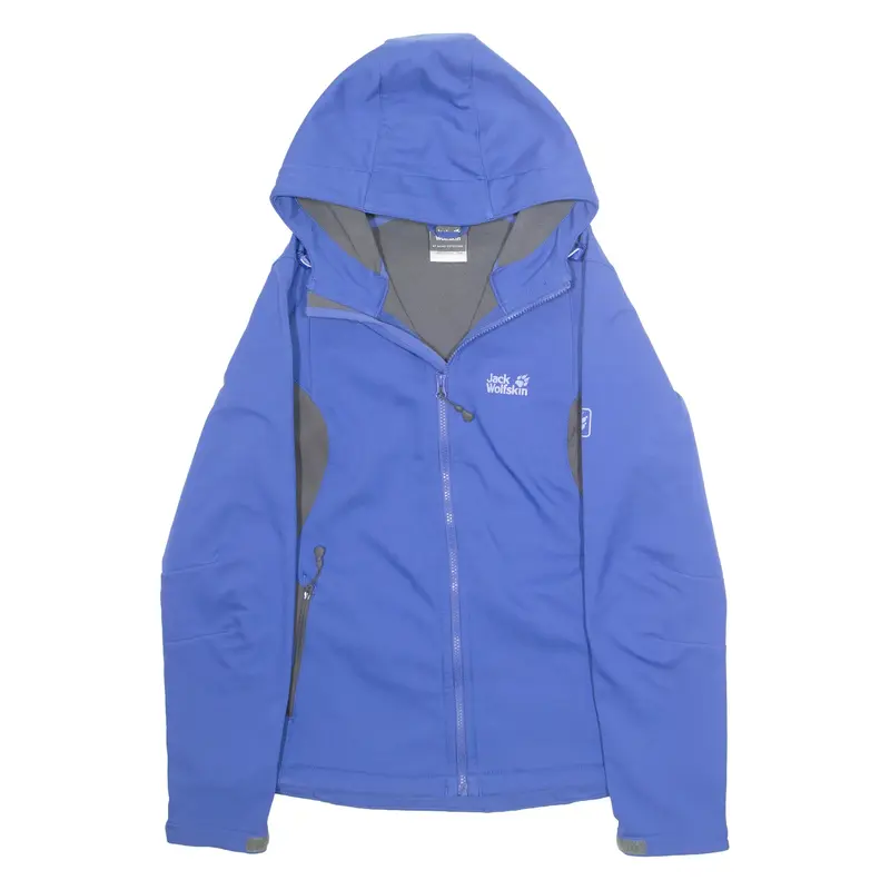 JACK WOLFSKIN Womens Rain Jacket Blue Hooded L