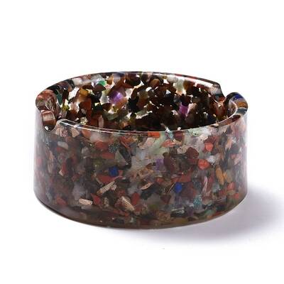 Resin with Natural Mixed Stone Chip Stones Ashtray