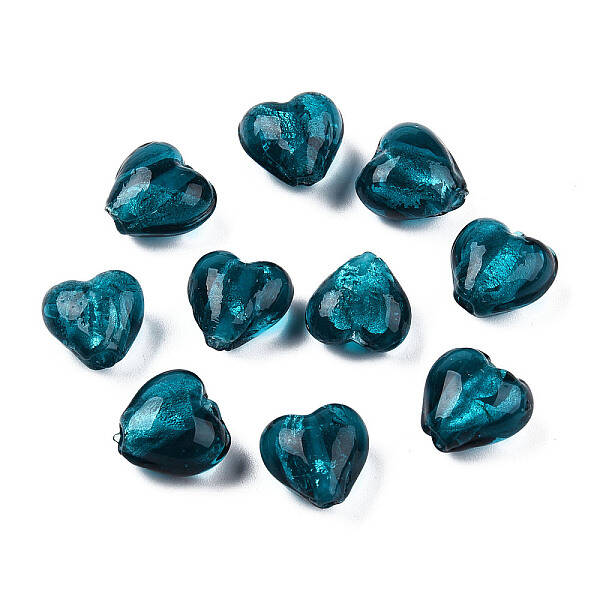 Handmade Silver Foil Glass Beads