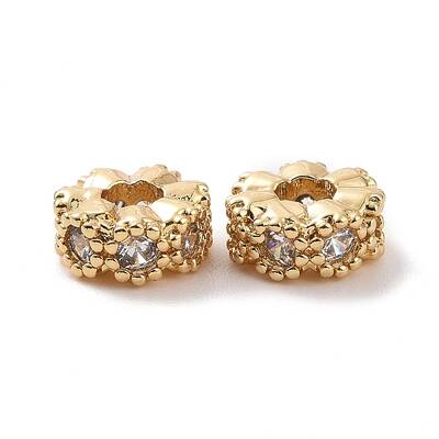 Brass Micro Pave Cubic Zirconia Beads