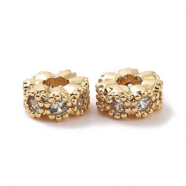 Brass Micro Pave Cubic Zirconia Beads