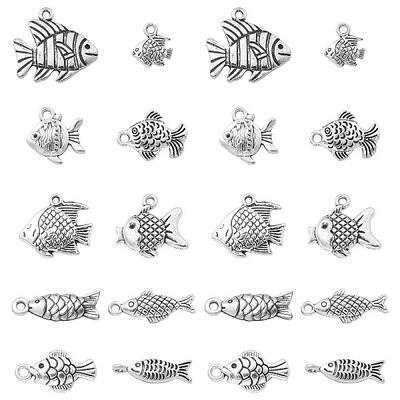 100Pcs 10 Styles Tibetan Style Alloy Charms