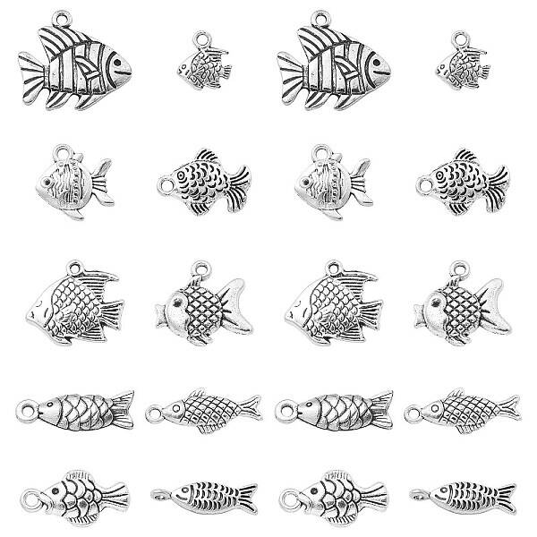 100Pcs 10 Styles Tibetan Style Alloy Charms