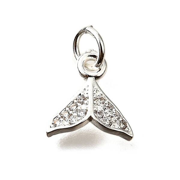 Fishtail Brass Micro Pave Cubic Zirconia Charms