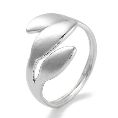 Leaf Rack Plating Brass Open Cuff Rings for Women