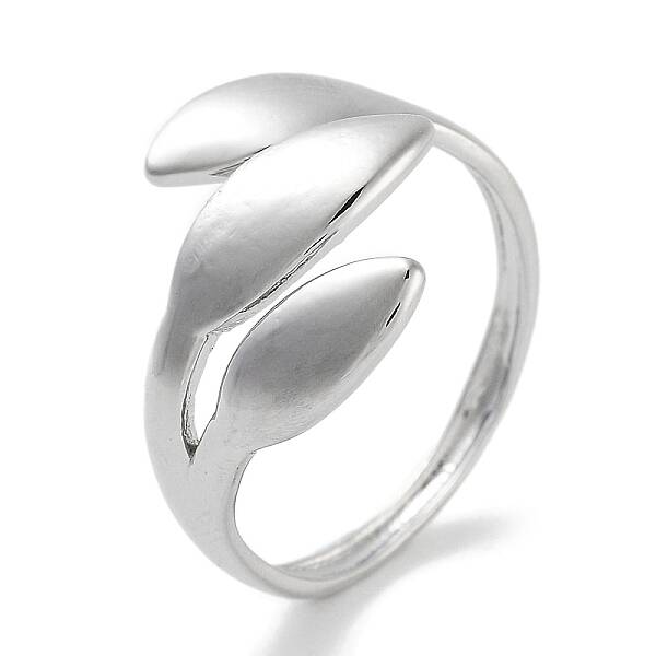 Leaf Rack Plating Brass Open Cuff Rings for Women