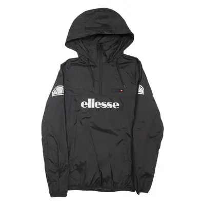 ELLESSE Mens Anorak Jacket Black Nylon Hooded S