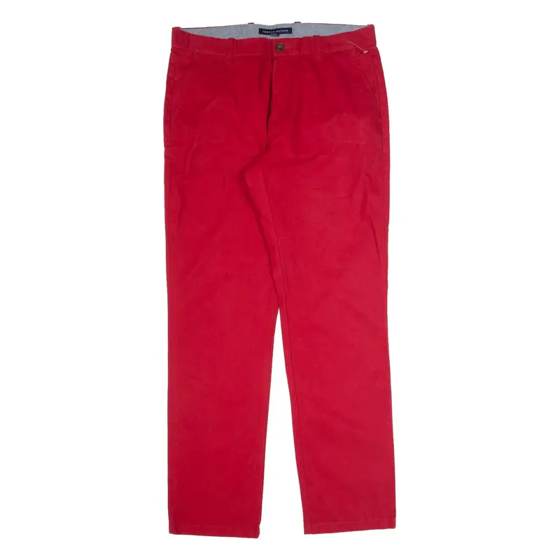 TOMMY HILFIGER Chino Mens Trousers Red Regular Straight W32 L32