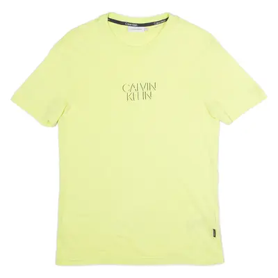 CALVIN KLEIN Mens T-Shirt Yellow Crew Neck XS