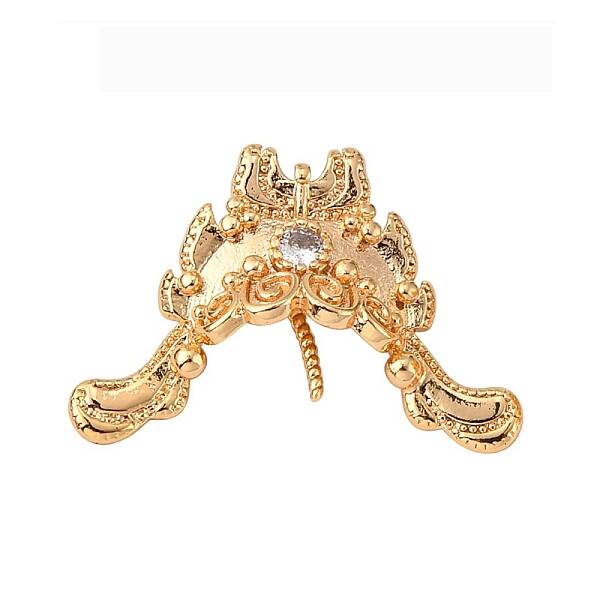 Brass Micro Pave Clear Cubic Zirconia Screw Eye Peg Bails