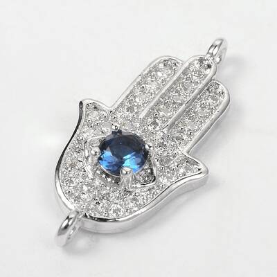 Hamsa Hand/Hand of Fatima /Hand of Miriam with Eye Brass Cubic Zirconia Links
