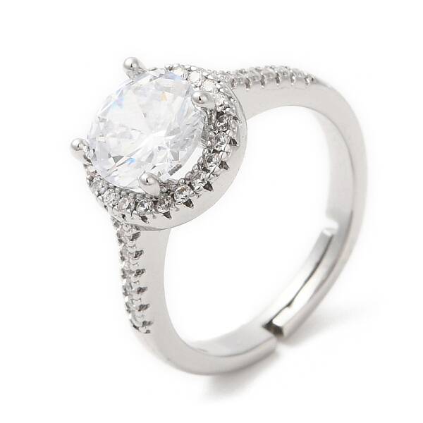 Glass Diamond Adjustable Rings with Cubic Zirconia