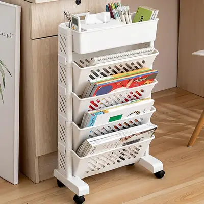 1 Piece Movable 5-layer Storage Rack, Bookshelf Cart for Dressers for Bedroom, Space Saving Standing Shelf, Unit Storage Rack...