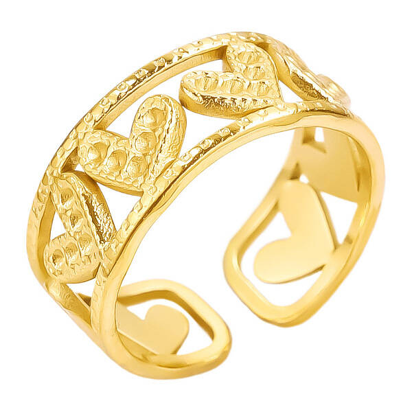 304 Stainless Steel Heart-shaped Cuff Ring Women