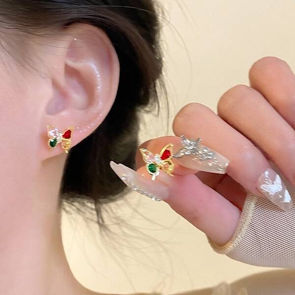 Alloy Rhinestone Stud Earrings for Women