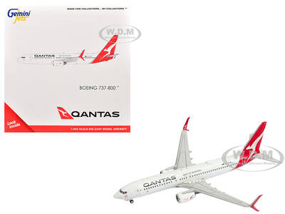 Boeing 737-800 Commercial Aircraft Qantas Airways (VH-VZW) White with Red Tail 1/400 Diecast Model Airplane by GeminiJets