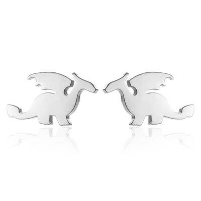 Cute Mini Flying Dragon Animal Earrings for Girls - Stainless Steel.