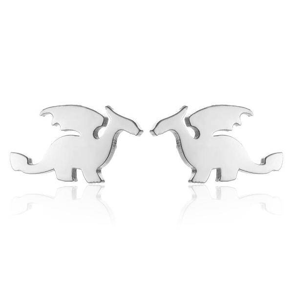 Cute Mini Flying Dragon Animal Earrings for Girls - Stainless Steel.