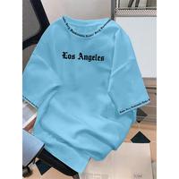 Men's Gothic Style Alphabet Print LOS ANGELES T-shirt With Crew Neck And Short Sleeves, Fashion Top For Summer Leisurewea...