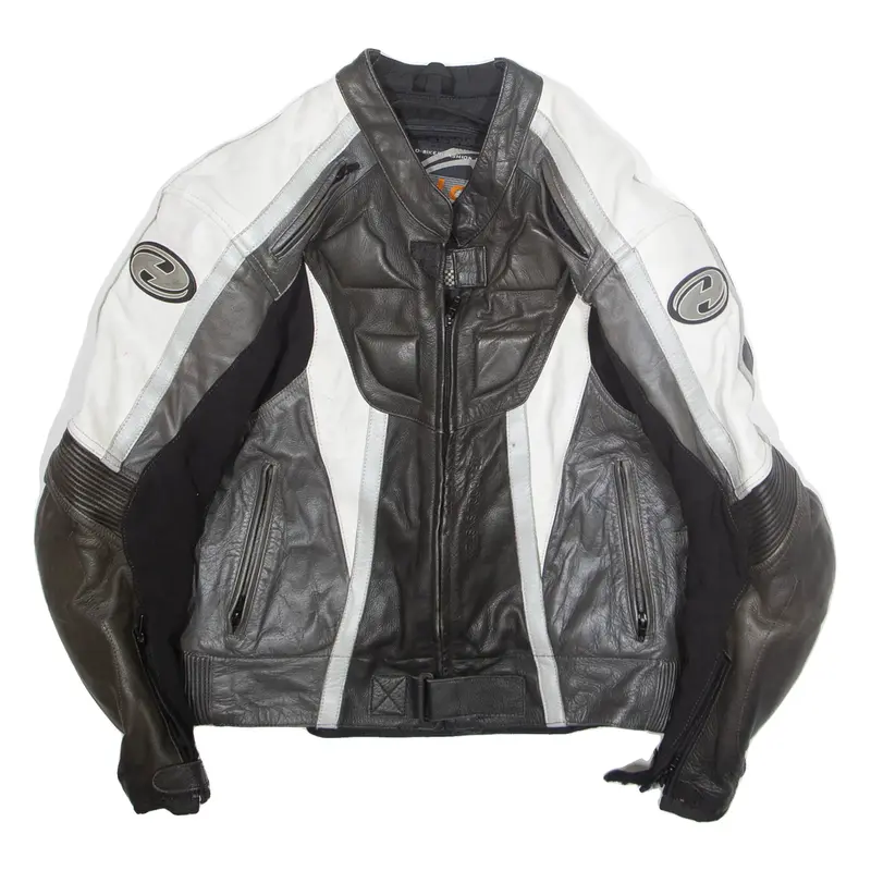 HELC Mens Motorcycle Jacket Grey M