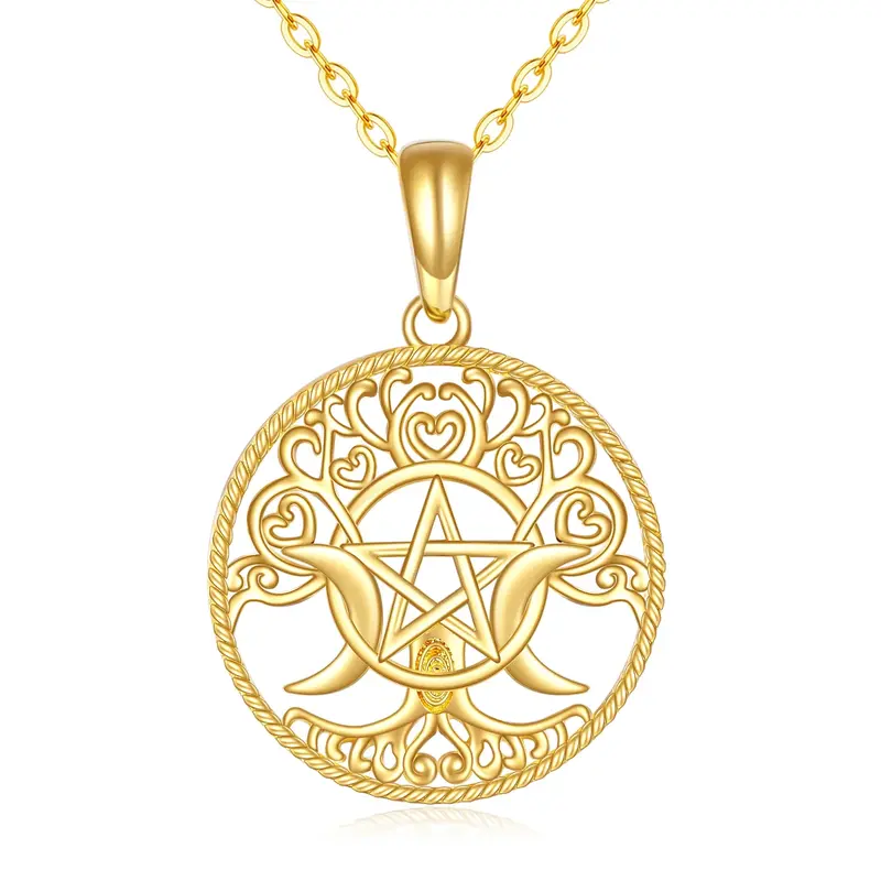 14K Gold Witches Knot Pendant Necklace