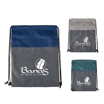 150 Promotional Heathered N' Jute Drawstring Backpack - 300D ...