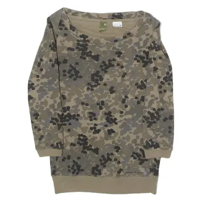 G-STAR RAW Camouflage Womens T-Shirt Green Long Sleeve Crewneck XS