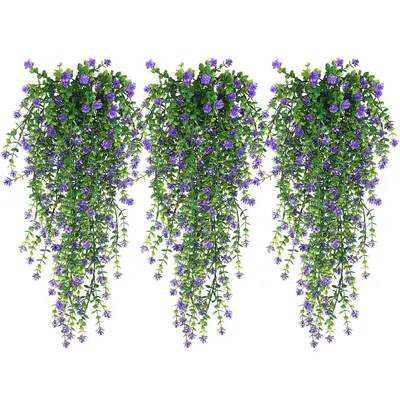 Artificial Flower Boxwood Greenery Ivy Vines, 3 Counts Plastic Plants Garland, Hanging Shrubs Plants for Wedding Party Room F...