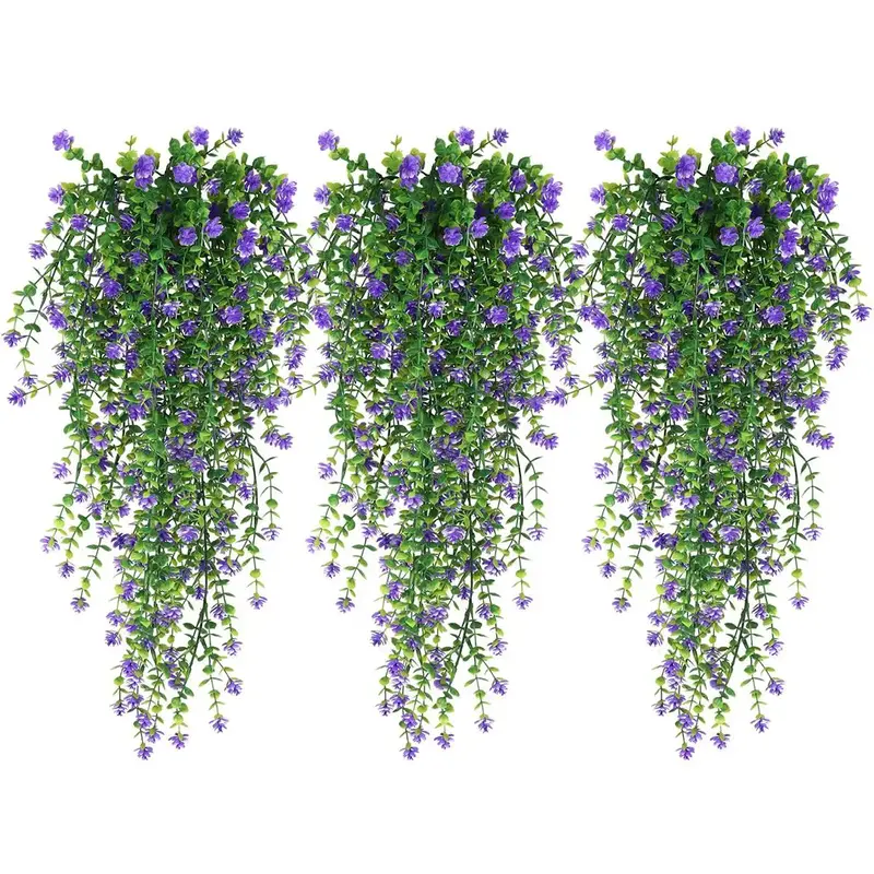 Artificial Flower Boxwood Greenery Ivy Vines, 3 Counts Plastic Plants Garland, Hanging Shrubs Plants for Wedding Party Room F...