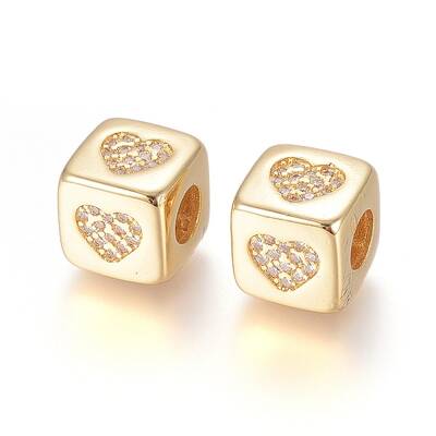 Brass Micro Pave Cubic Zirconia European Beads