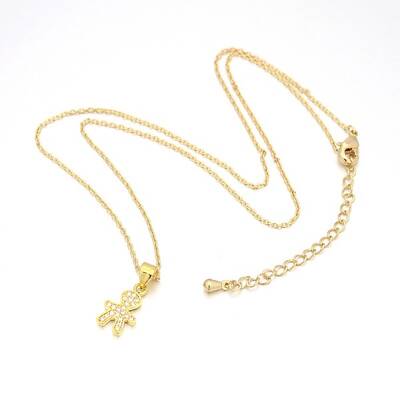 Human/Boy Real 18K Gold Plated Plated Alloy Micro Pave Cubic Zirconia Pendant Necklaces