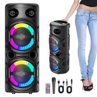 Dazone 3000Watts LOUD Rechargeable Bluetooth Karaoke Speaker, Double 8“ Subwoofer Heavy Bass Stereo Sound w/Microphone, Rem...