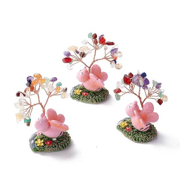 Natural Gemstone Chips & Resin Pedestal Display Decorations