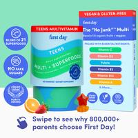 First Day Teens Multivitamin Gummies for Ages 12-17 - Organic Fruit & Veggie Blend + Vitamins A, B1, B2, B6, E, B12, C, D3 & ...