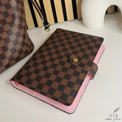 OFFICE RITM PU Checkered Leather A5 Six Ring Binder Planner Cover with 160 Pages of Daily to Do List 5.5\