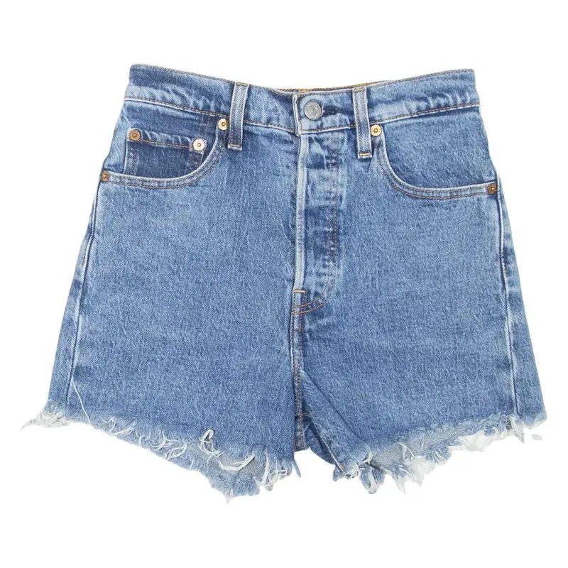 LEVI'S Ribcage BIG E Cut-Off Womens Denim Shorts Blue XXS W24