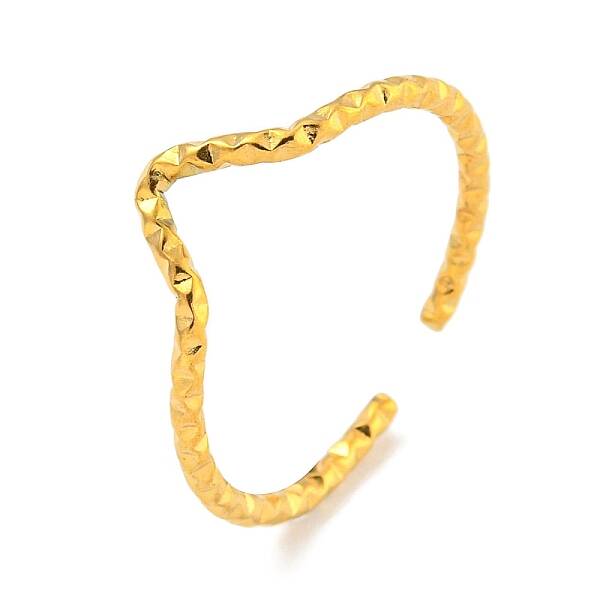 Ion Plating(IP) 304 Stainless Steel V-shape Open Cuff Ring for Women