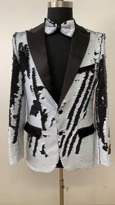 Sequin Blazer - Black and White