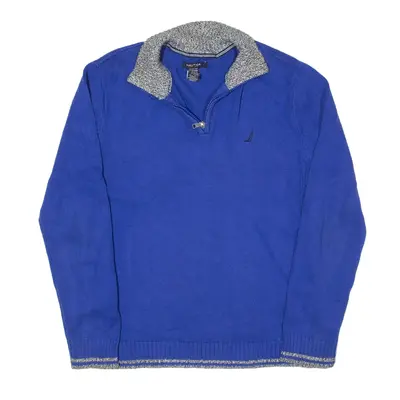 NAUTICA Jumper Blue Chunky Knit 1/4 Zip Boys L