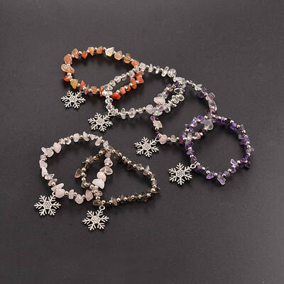 Natural Gemstone Beaded Stretch Kids Charm Bracelets