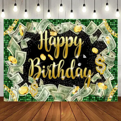 Money Dollar Bill Glitter Hiphop Birthday Backdrop - Aperturee