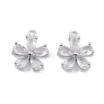 Brass Micro Pave Clear Cubic Zirconia Pendants