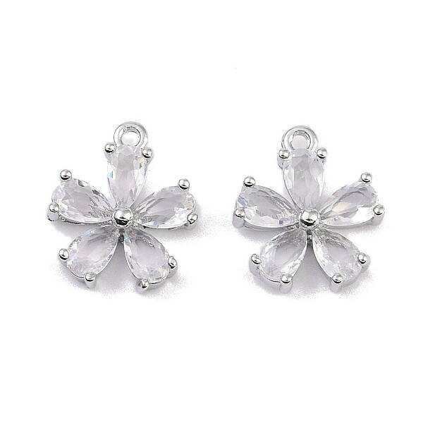 Brass Micro Pave Clear Cubic Zirconia Pendants