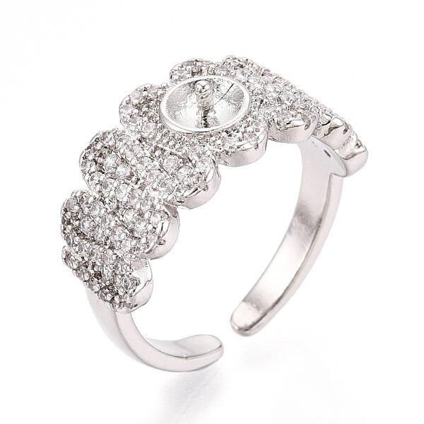 Brass Micro Pave Cubic Zirconia Cup Peg Ring Settings