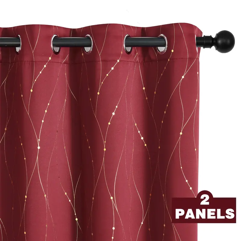 Modern Blackout Curtain, 2 Counts Thermal Insulation and Noise Reduction Curtain, Privacy Protecting Curtain for Bedroom Livi...